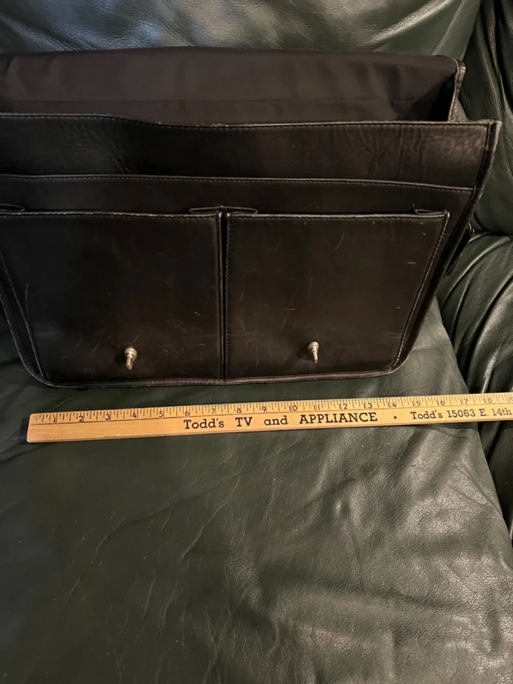 Men's Black Leather Two-Buckle Briefcase